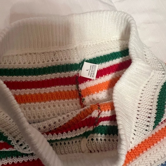 Crochet Knitted Sexy Stripe Button Shorts – 100% Polyester (Size L, New Without - Picture 5 of 7